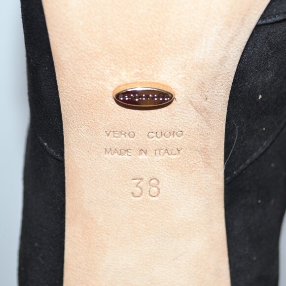 With Box Sergio Rossi Black Suede Cutout 'Devine 105' Heel Boots - Picture 7 of 10